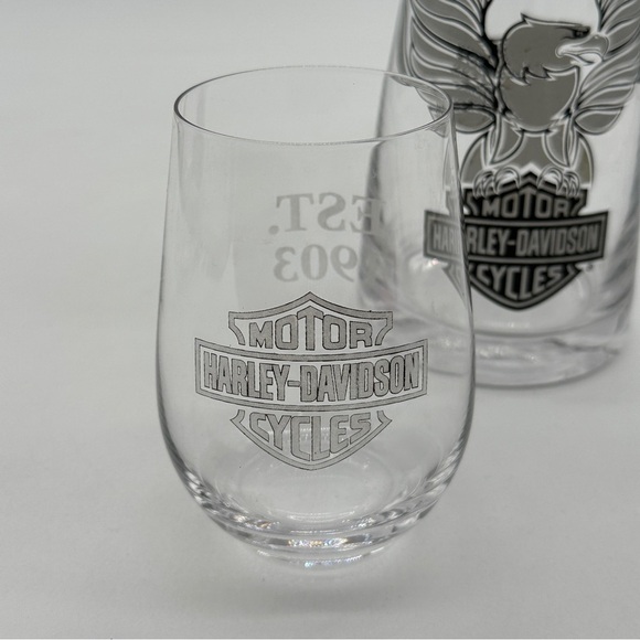 Harley Davidson Eagle & Shield Glass Cocktail Mixer/Hand Blown Glass With Glass - Picture 8 of 13